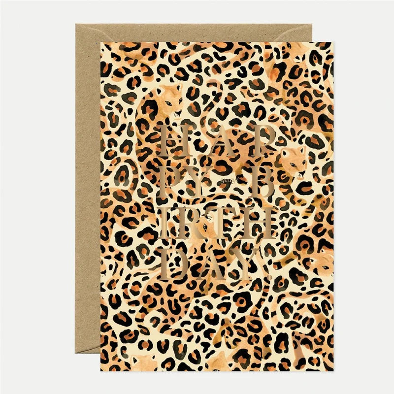 atws. Leopard - Birthday Greeting card - Gold foil