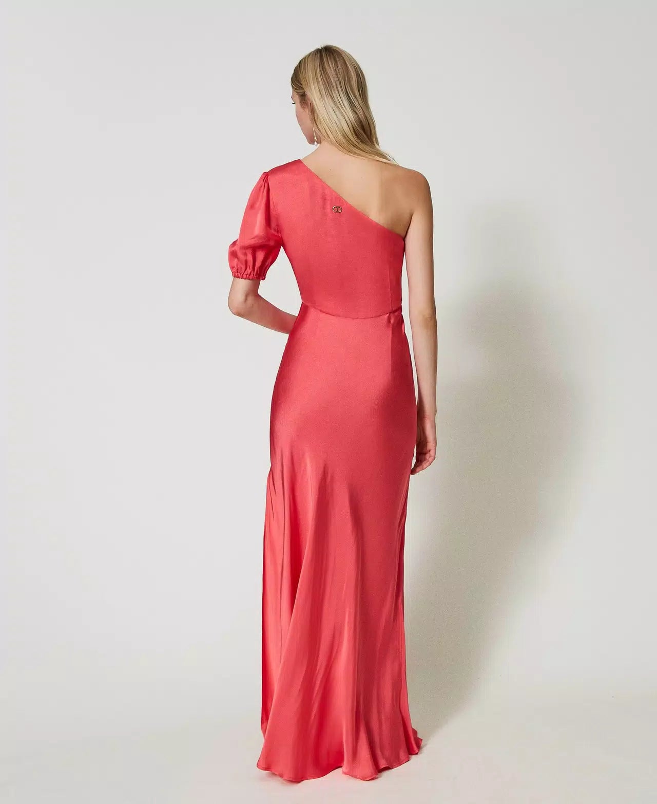 TWINSET MILANO Long One-Shoulder Satin Dress 2164