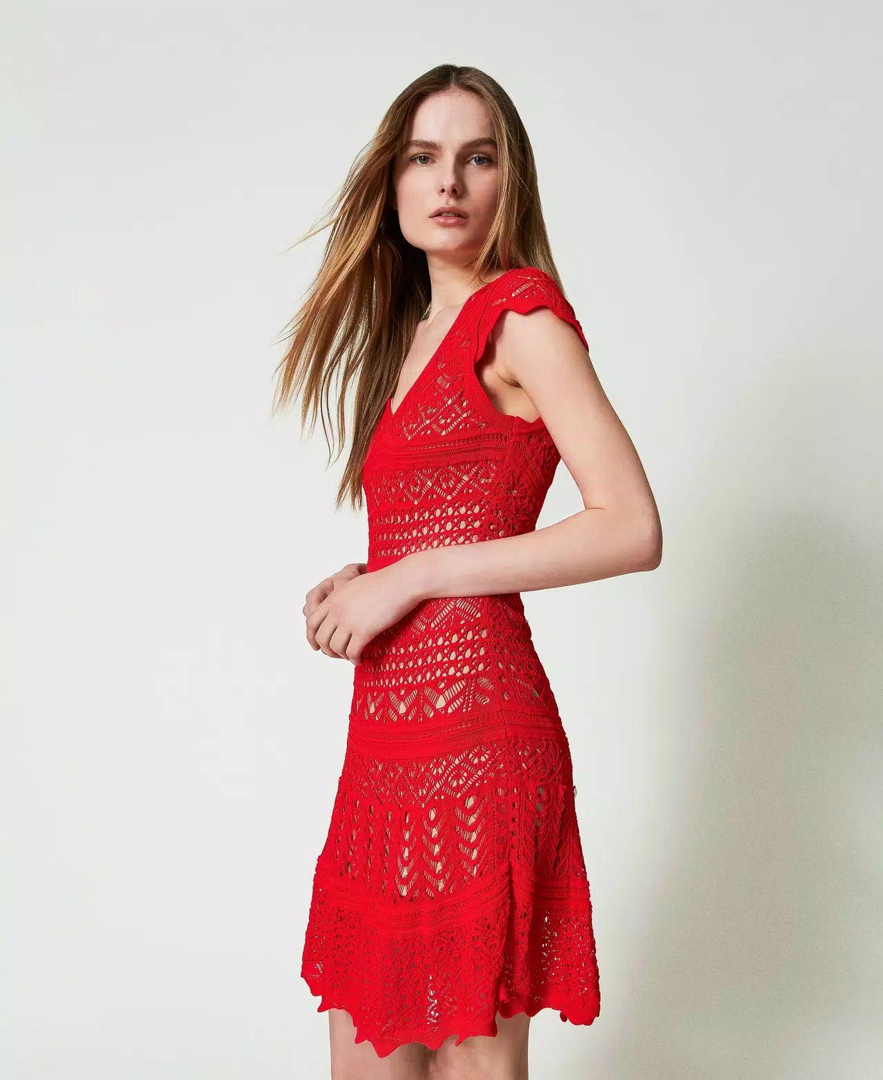 TWINSET MILANO Short Lace-like Knit Dress 3114
