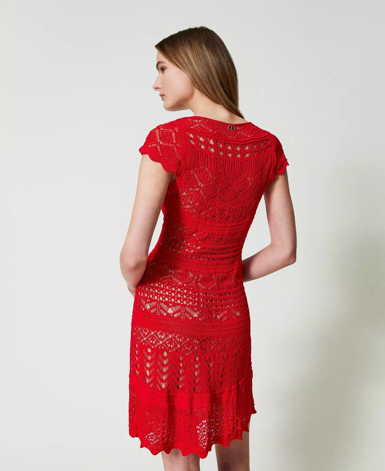 TWINSET MILANO Short Lace-like Knit Dress 3114