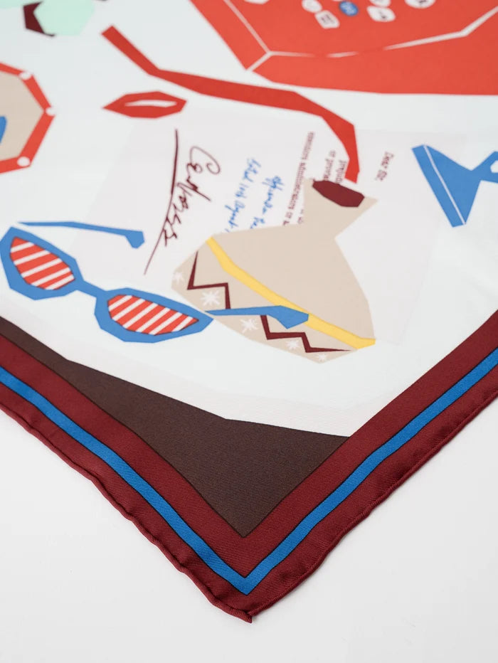 Manipuri Typewriter Scarf 88x88 Wine