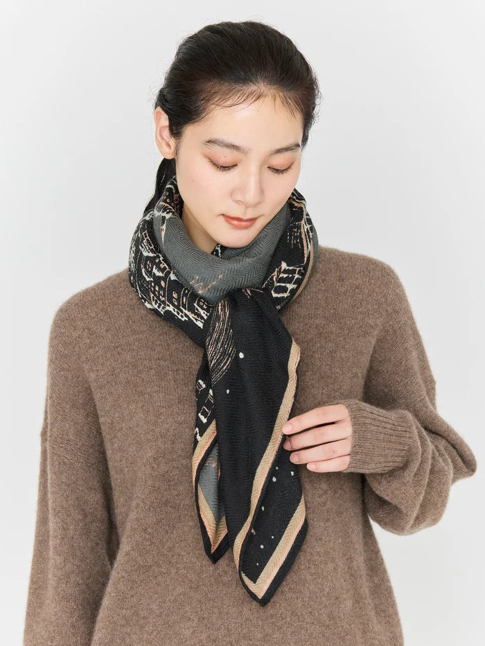Manipuri Stole Golden Night Shawl 120x120 black