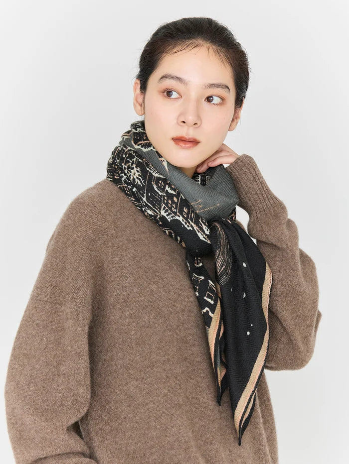 Manipuri Stole Golden Night Shawl 120x120 black