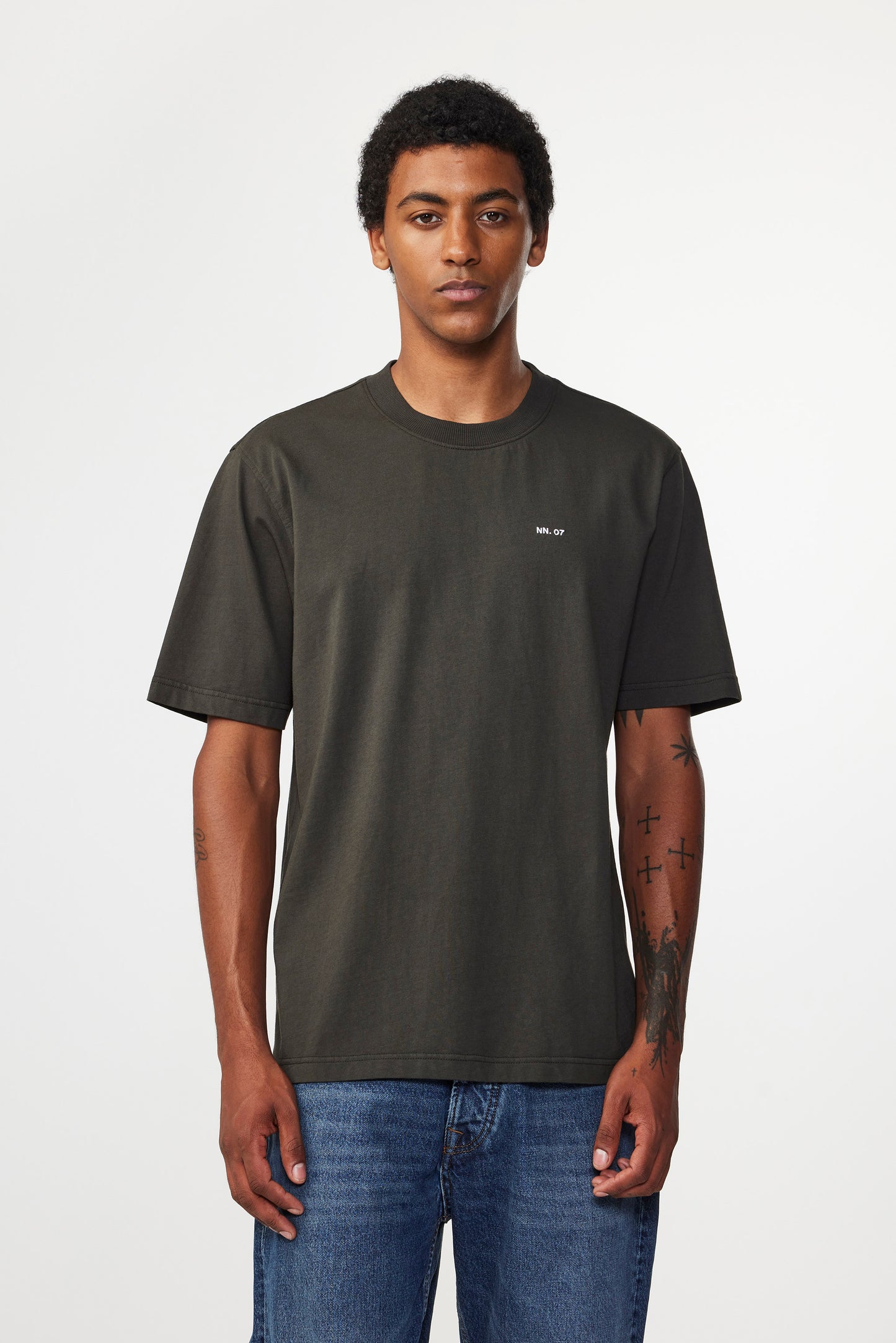 NN07 Adam EMB T-shirt 3209-354 Dark Army