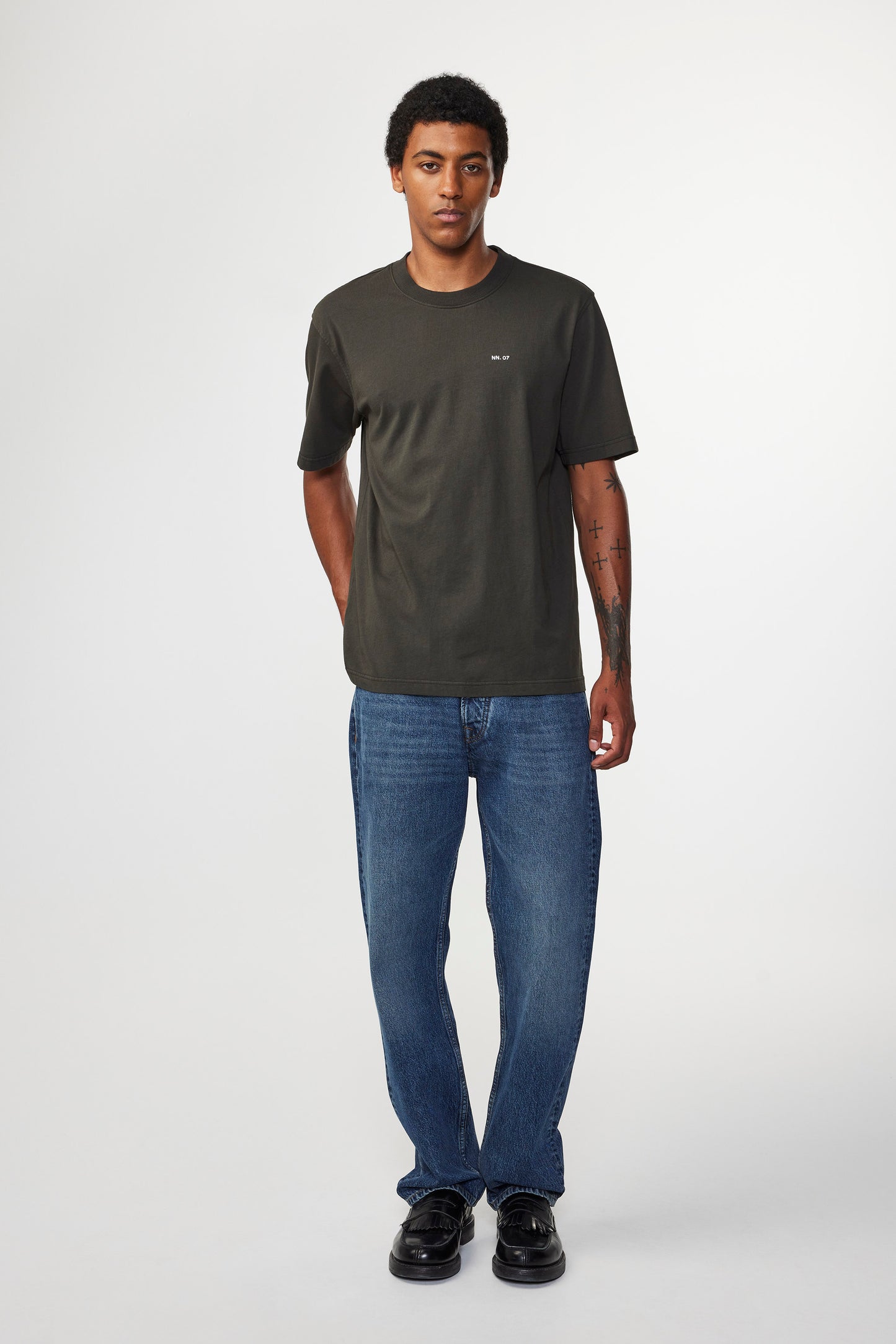 NN07 Adam EMB T-shirt 3209-354 Dark Army