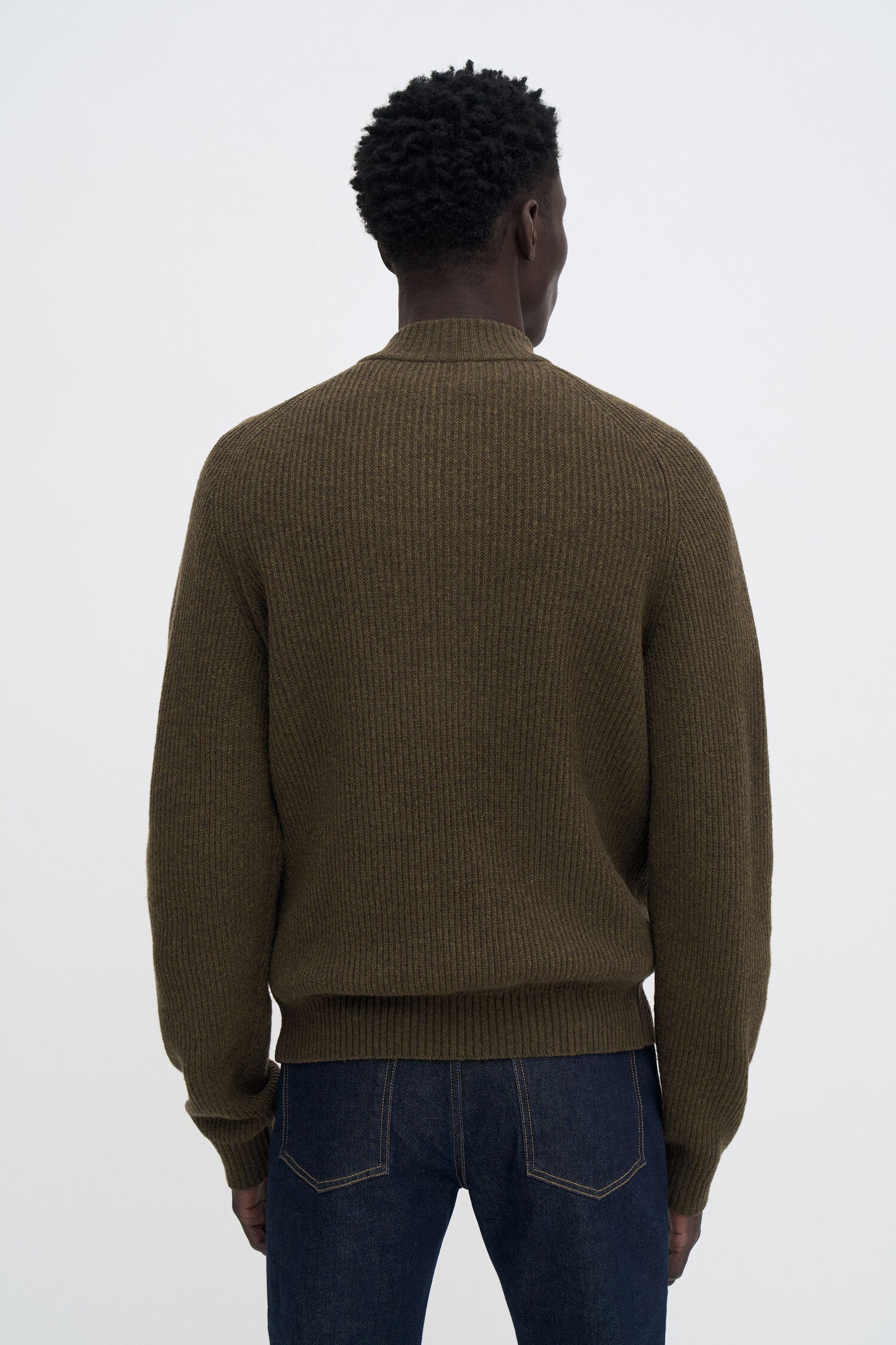 Filippa K Stretch Ribbed Wool Half Zip Sweater