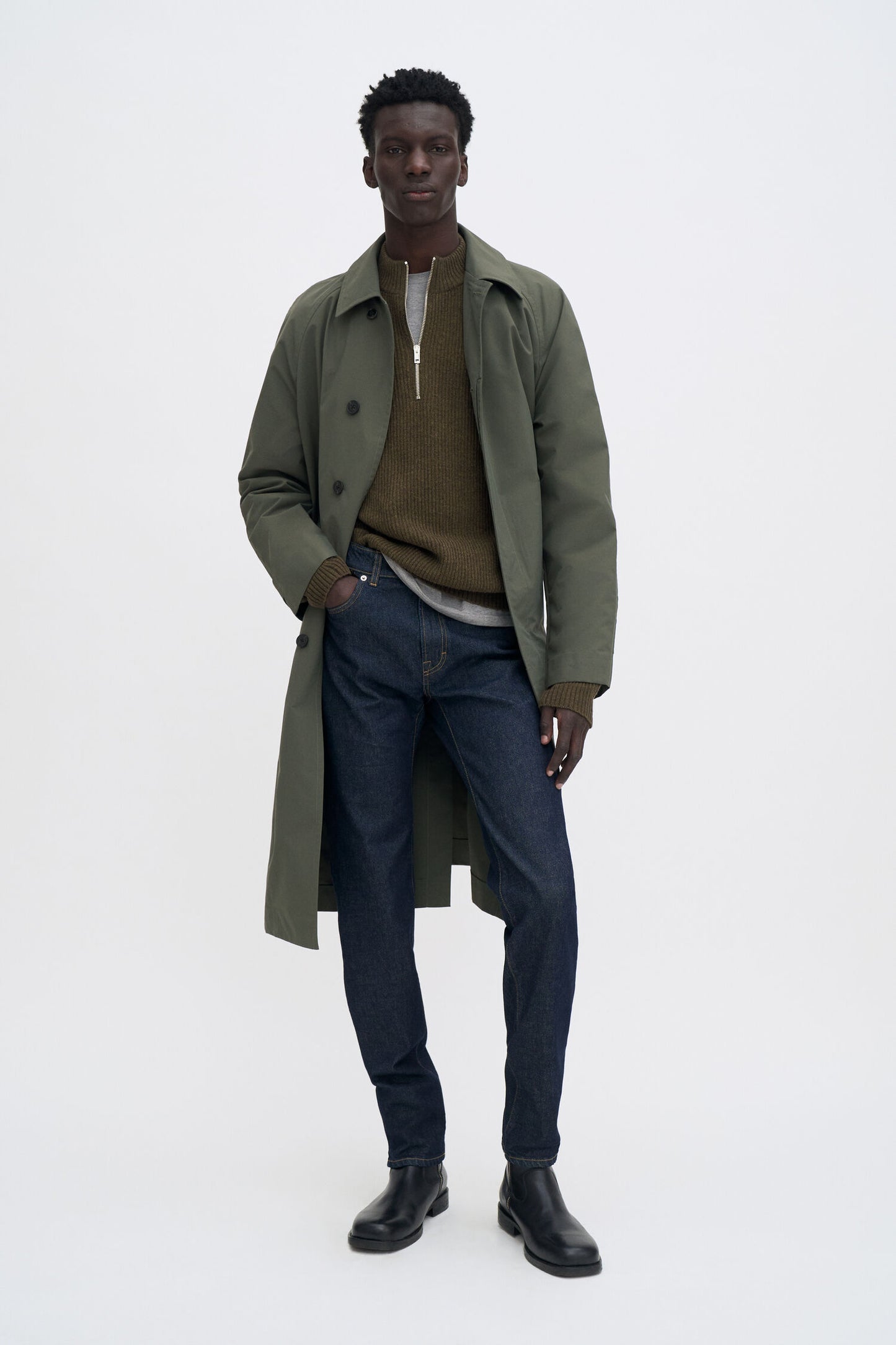 Filippa K Stretch Ribbed Wool Half Zip Sweater