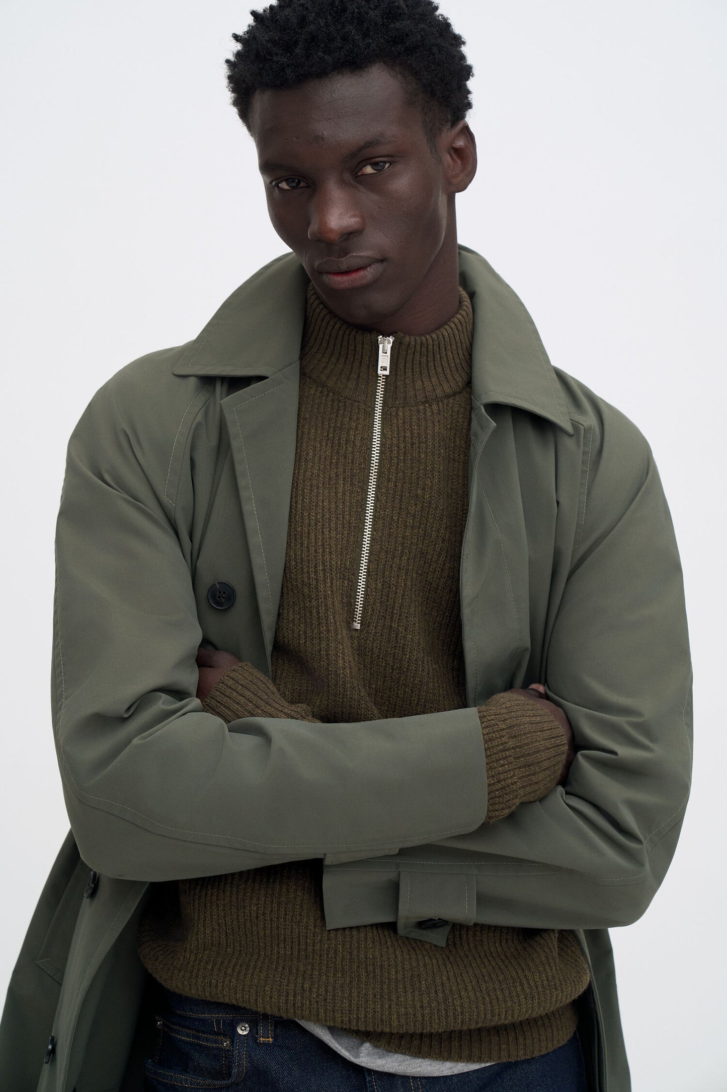 Filippa K Stretch Ribbed Wool Half Zip Sweater