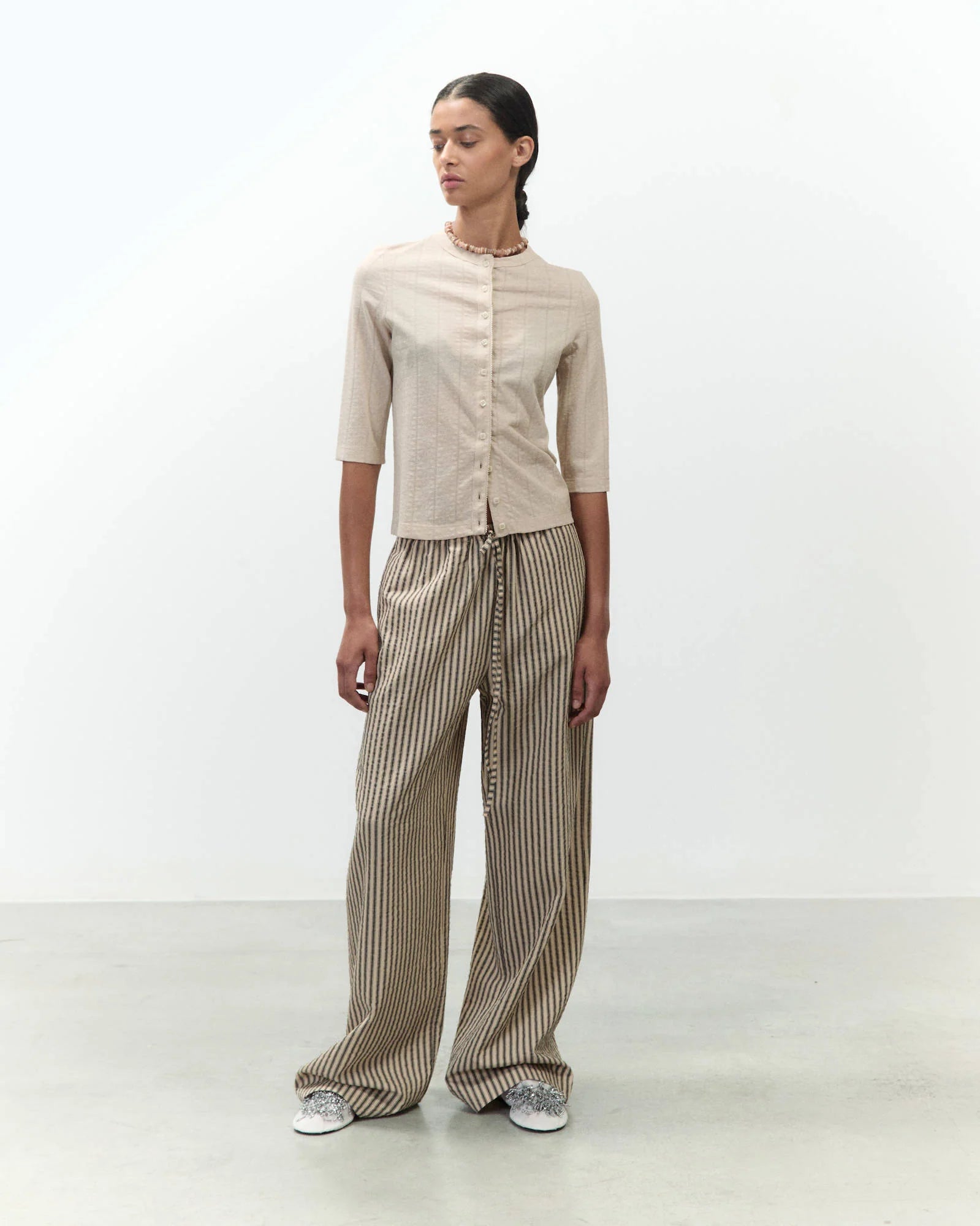 Alysi Long Wide Striped Trousers
