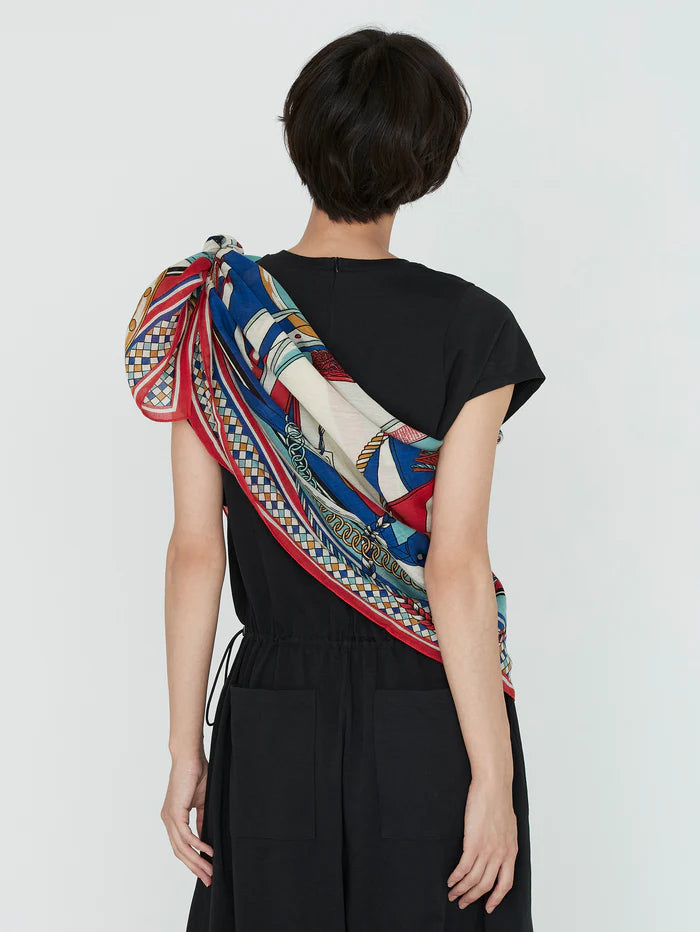Manipuri COTTON SILK SHAWL Tangled Belt red