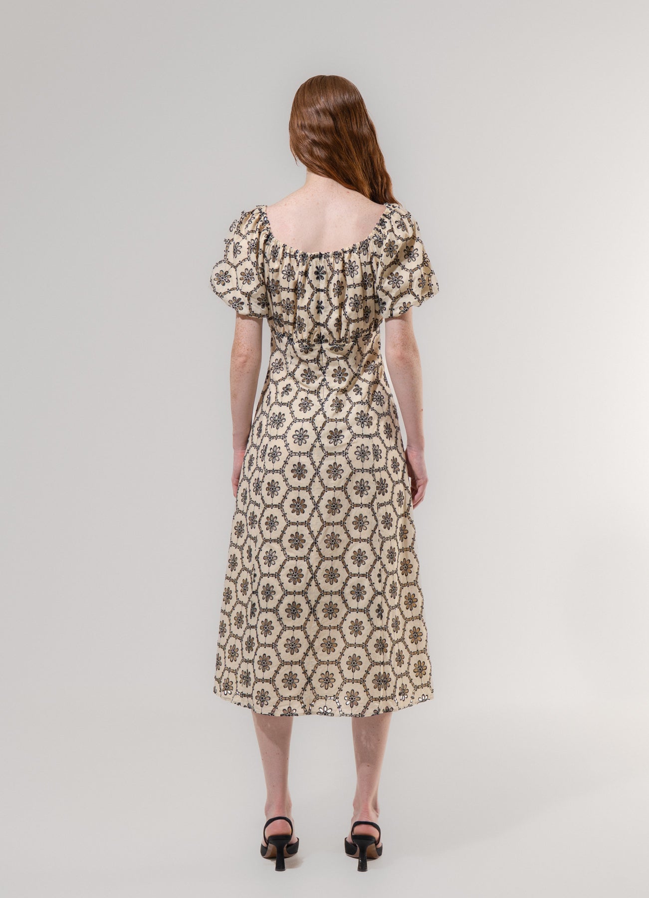 Emin + Paul Shirred Puff Sleeve Dress