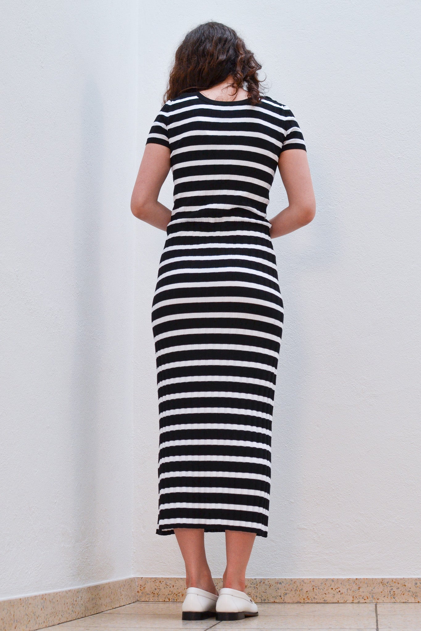 Roberto Collina V-Neck Striped Dress T07033