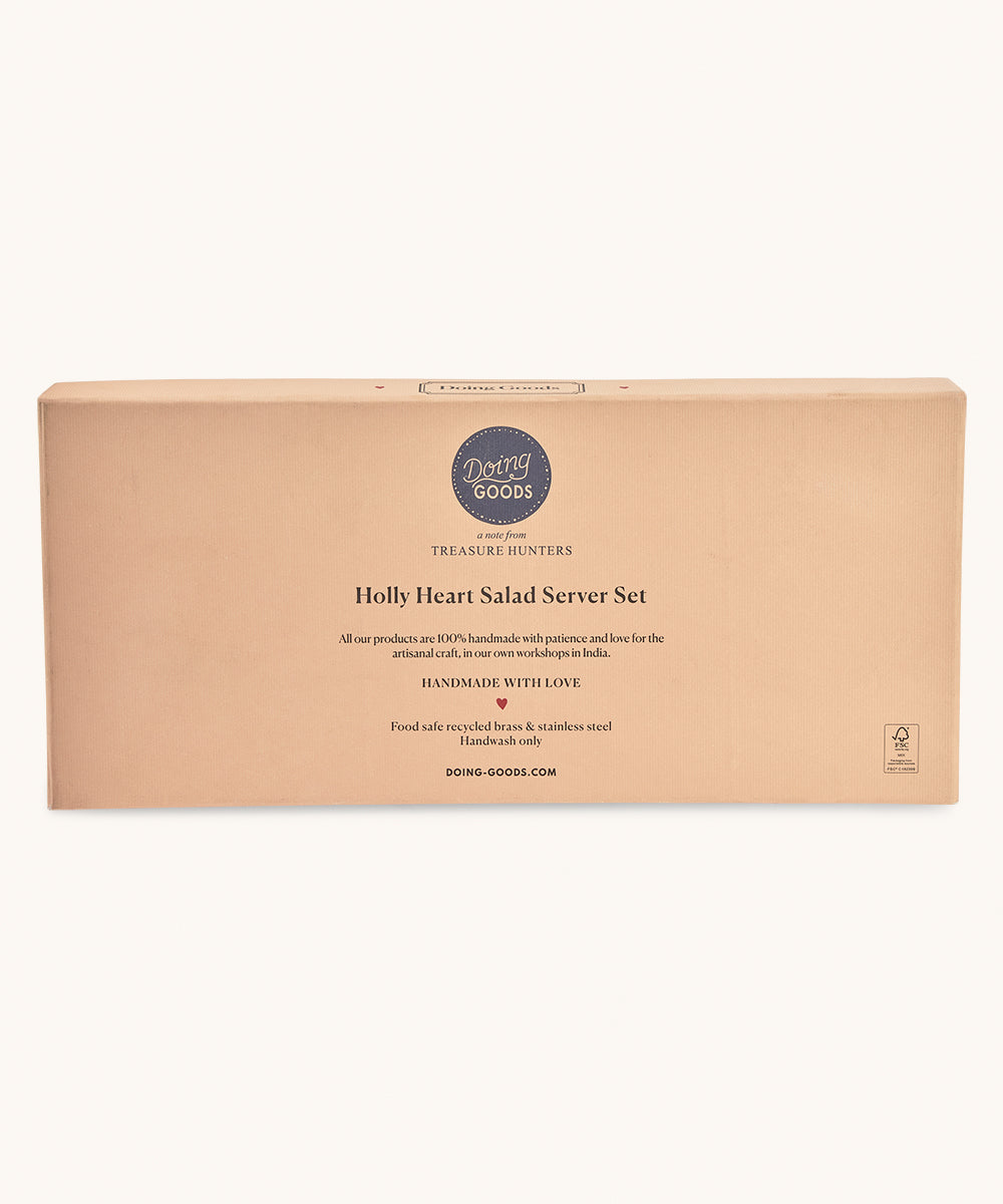 Doing Goods Holly Heart Salad Server Set in Giftbox