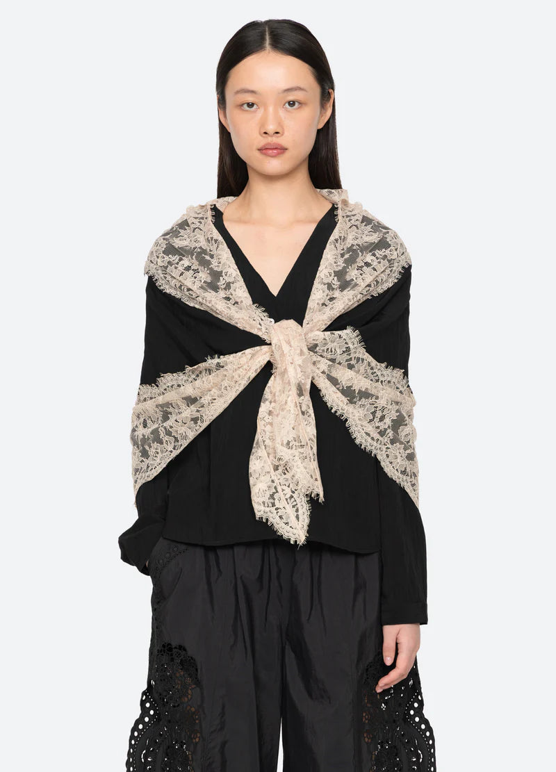 SEA NY Lisette Lace Scarf Blouse