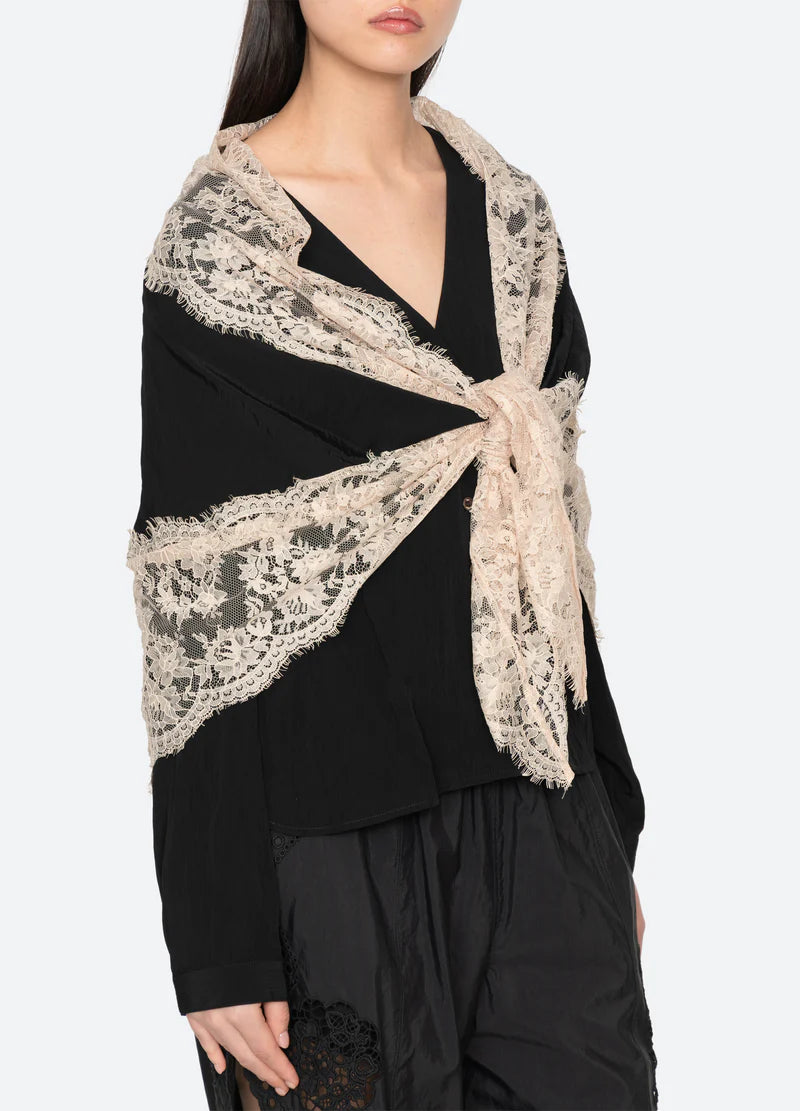SEA NY Lisette Lace Scarf Blouse