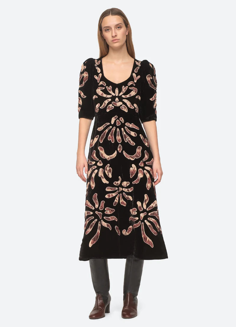 Sea NY Veda Applique Velvet Dress