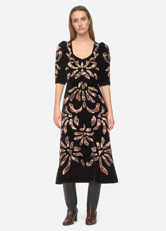 Sea NY Veda Applique Velvet Dress