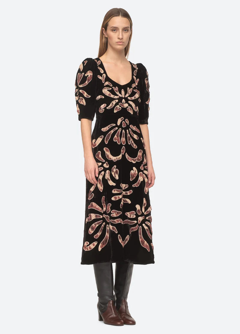Sea NY Veda Applique Velvet Dress