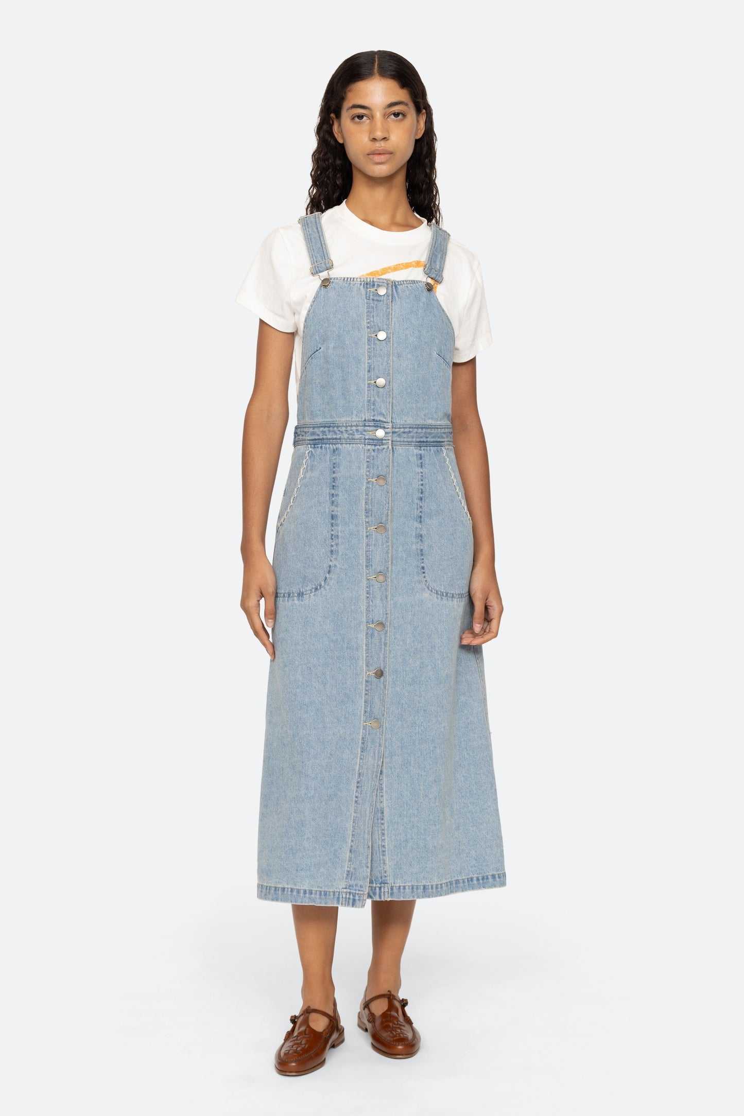 Sea NY Marion Denim Overall Dress