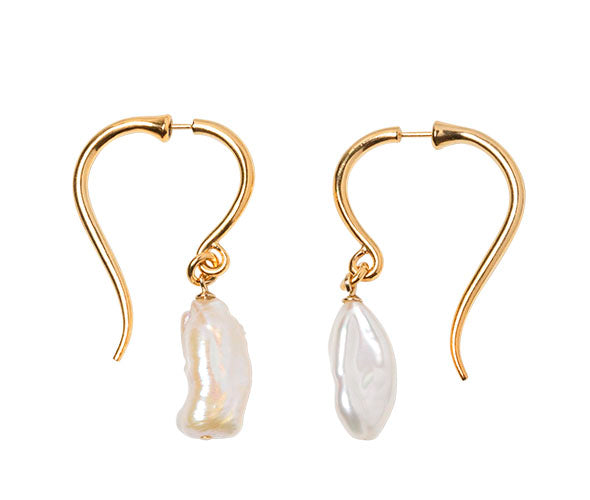 BEATRIZ PALACIOS P09-HARD Hook Oval Pearl Earrings