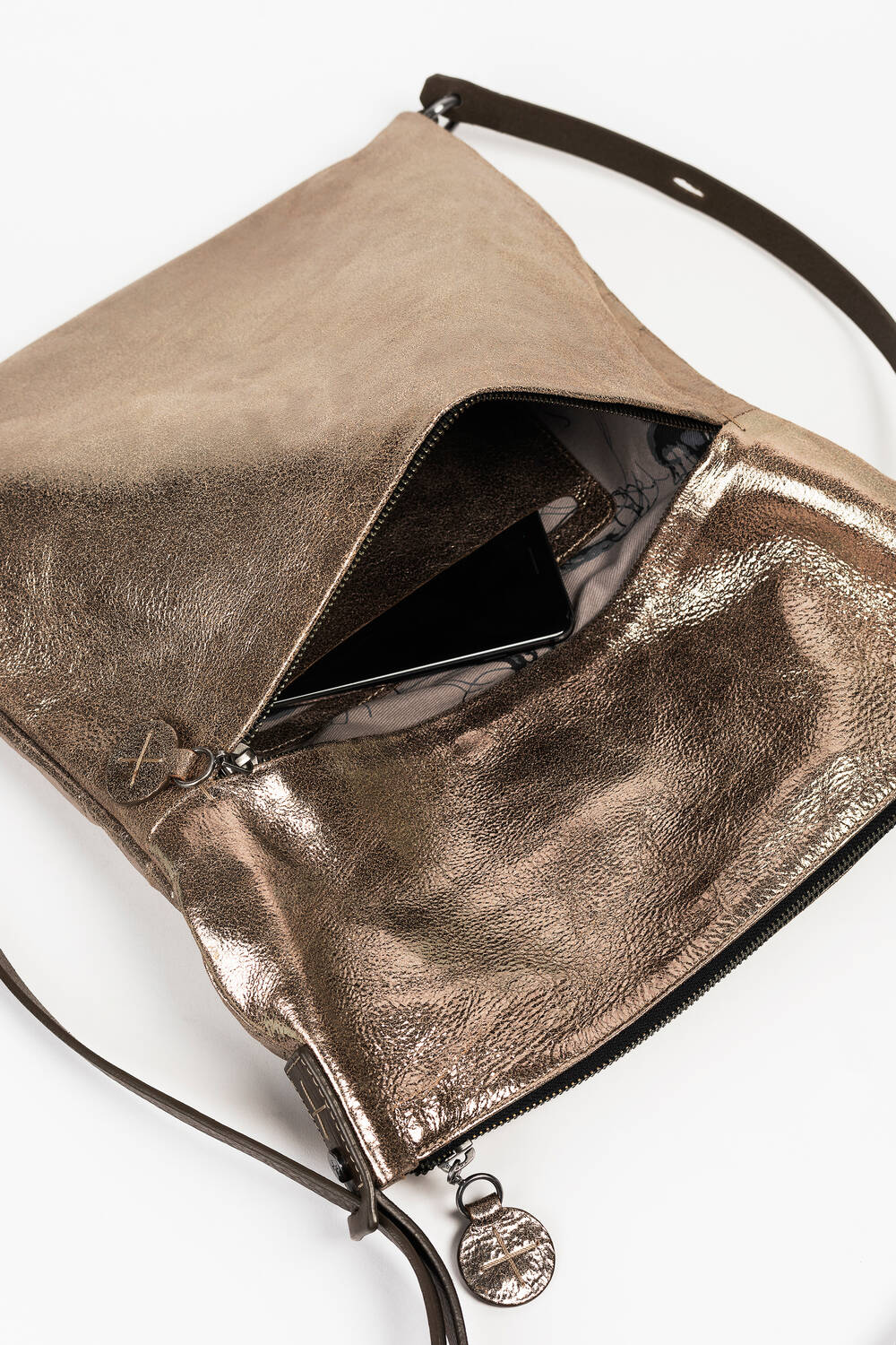 INA KENT Sher Bag- Crackled Anthra