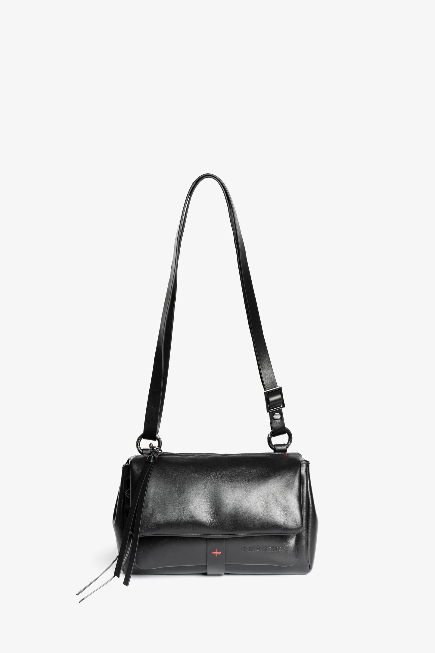 INA KENT Nell Bag- Black & Pure Red Stitching