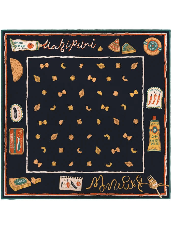 Manipuri Ravioli scarf 88x88 navy