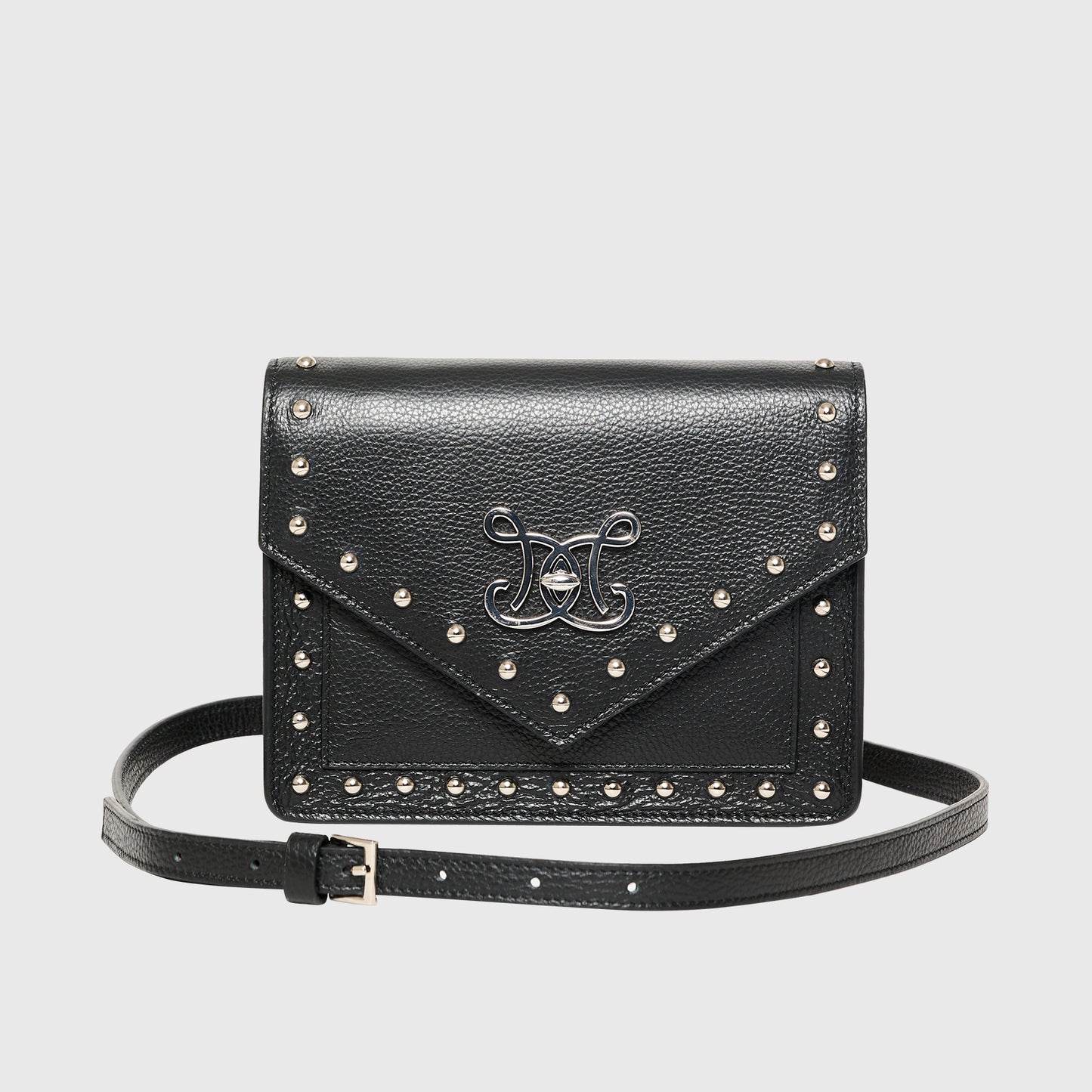 DE MARQUET Envelope Black Studs Silver