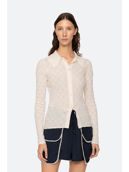 SEA NY Mila Pointelle Longsleeve Cardigan