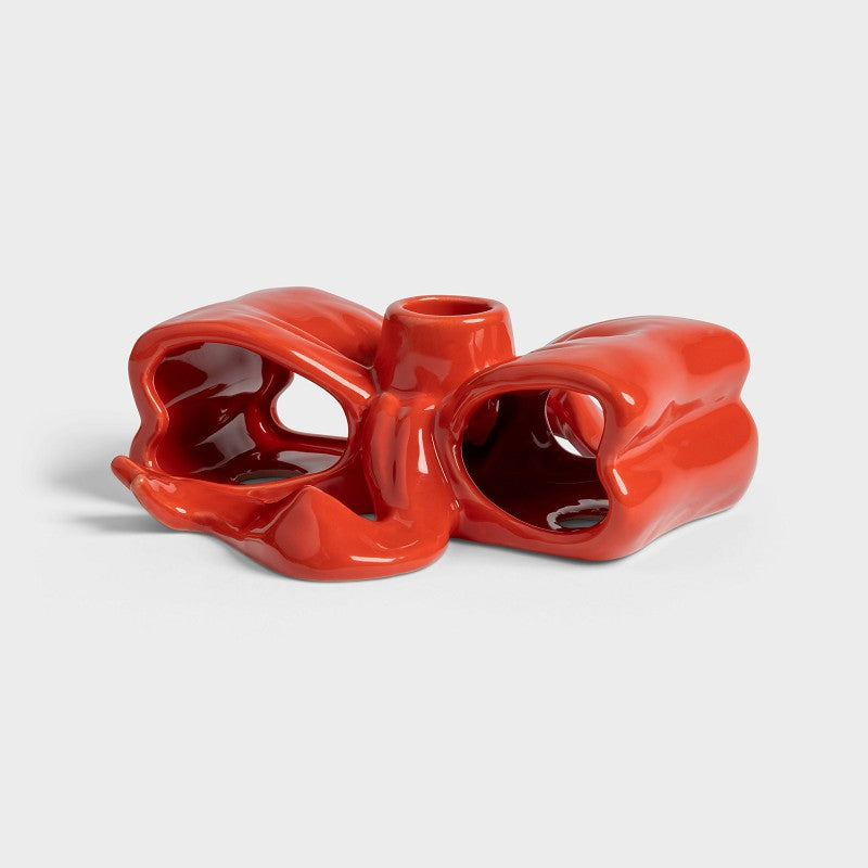 &amp;Klevering Candle Holder Ribbon Red