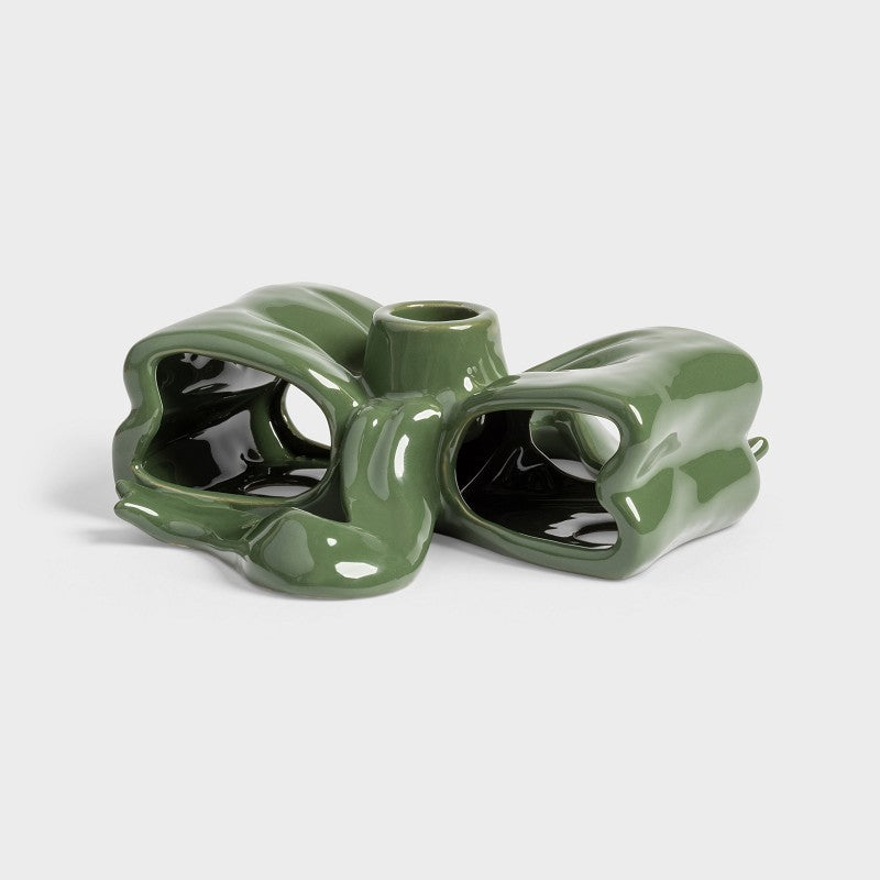 &amp;Klevering Candle Holder Ribbon Green