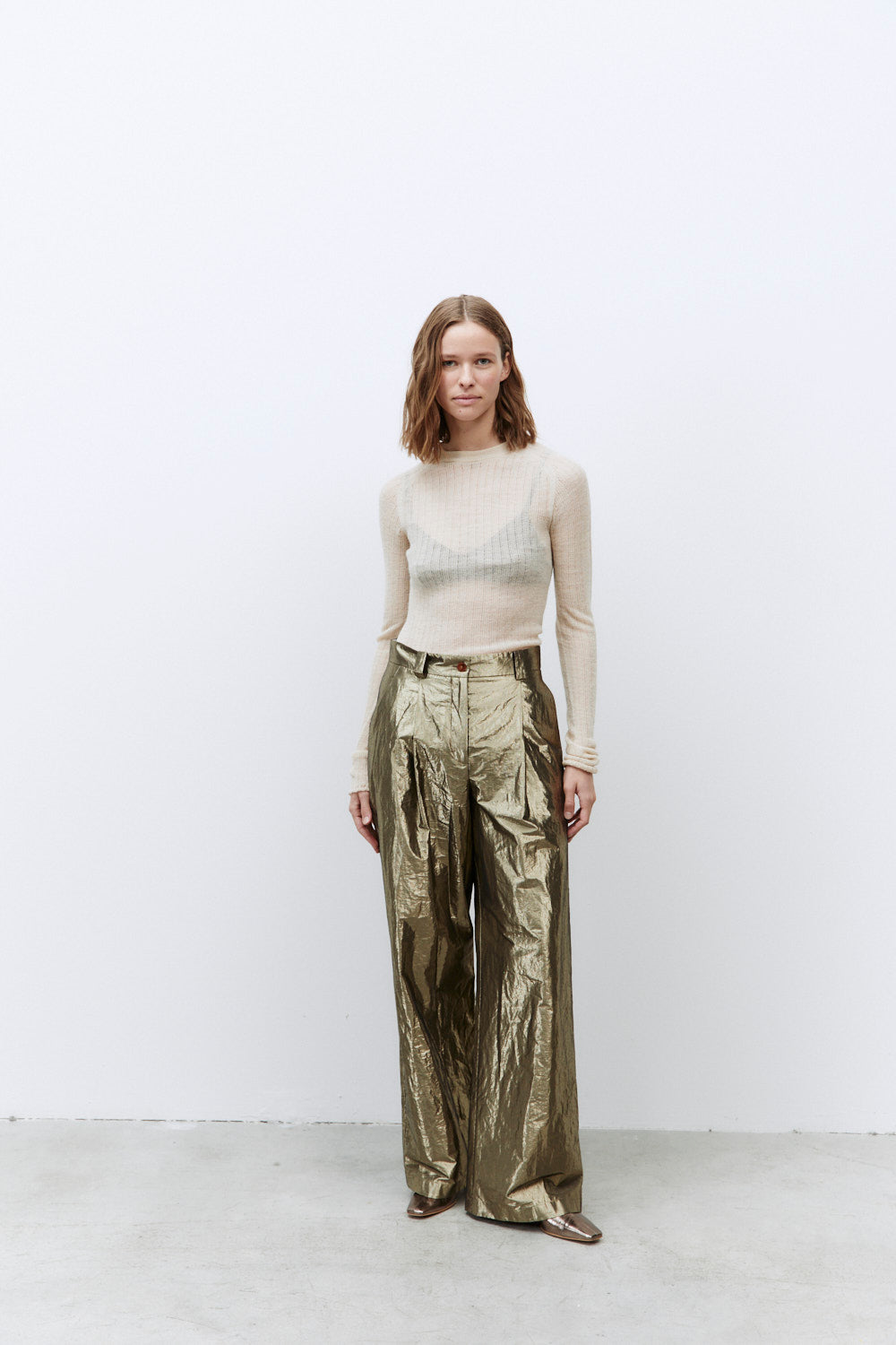 Alysi Shiny Gold Trousers 154132