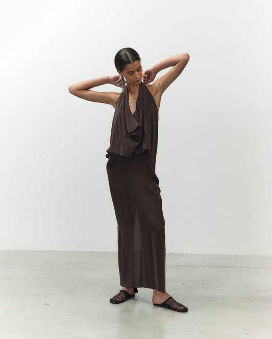 Alysi Silk Halter Dress