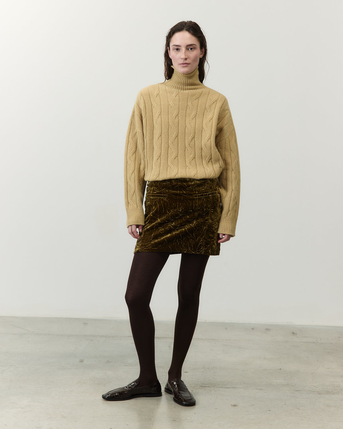 Alysi Crinkle Velvet Miniskirt