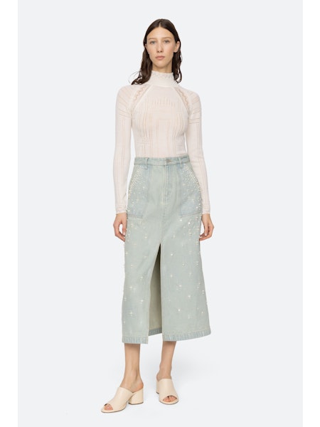 SEA NY Perlette Denim Skirt