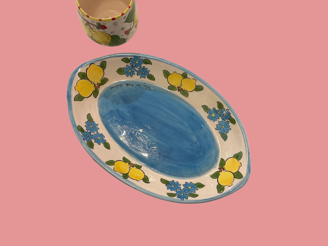 Feeling Good Inside Ceramic Blue Boat Shaped Plate