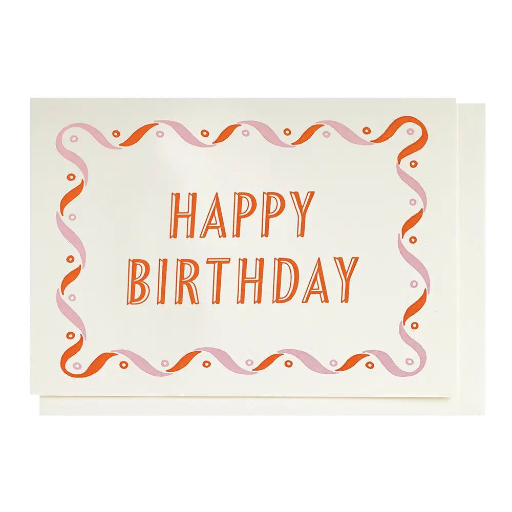Archivist Happy Pink &amp; Orange Happy Birthday Card