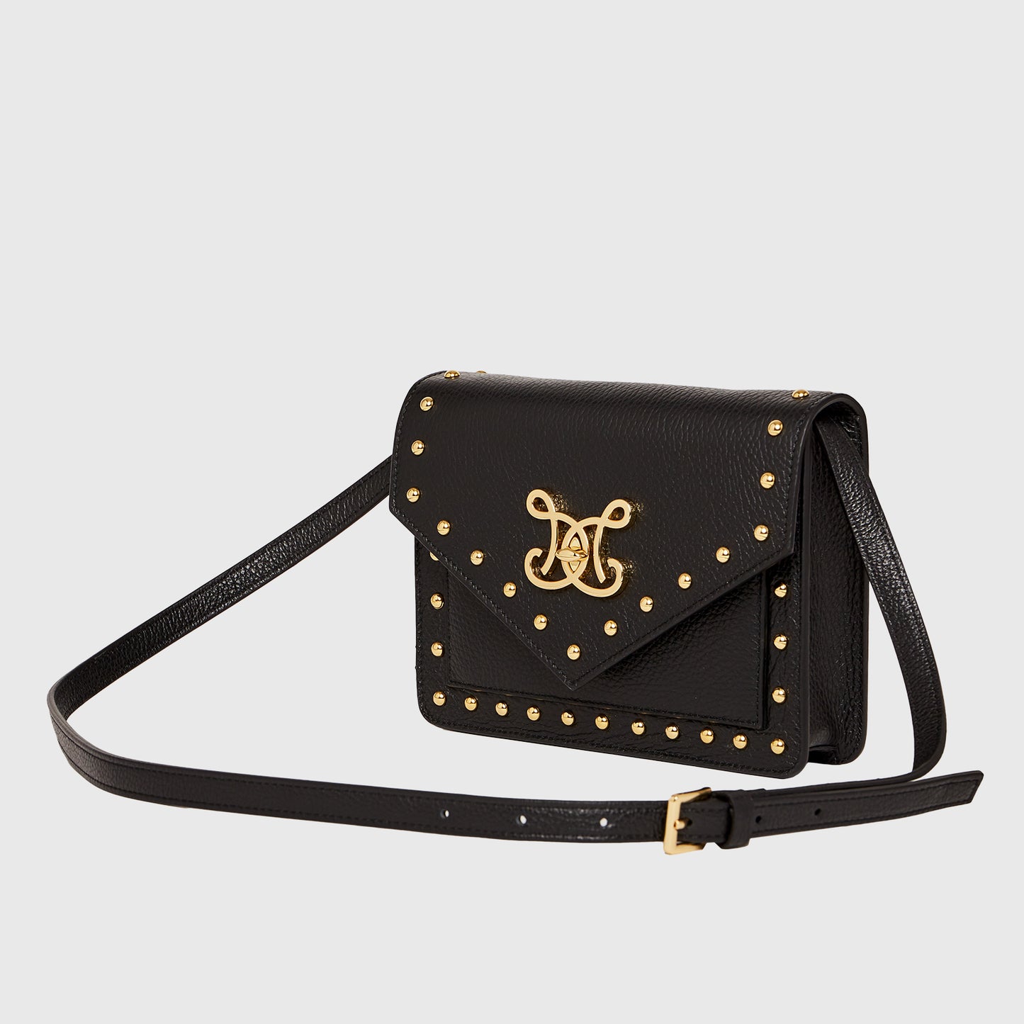 DE MARQUET Envelope Black Studs Gold