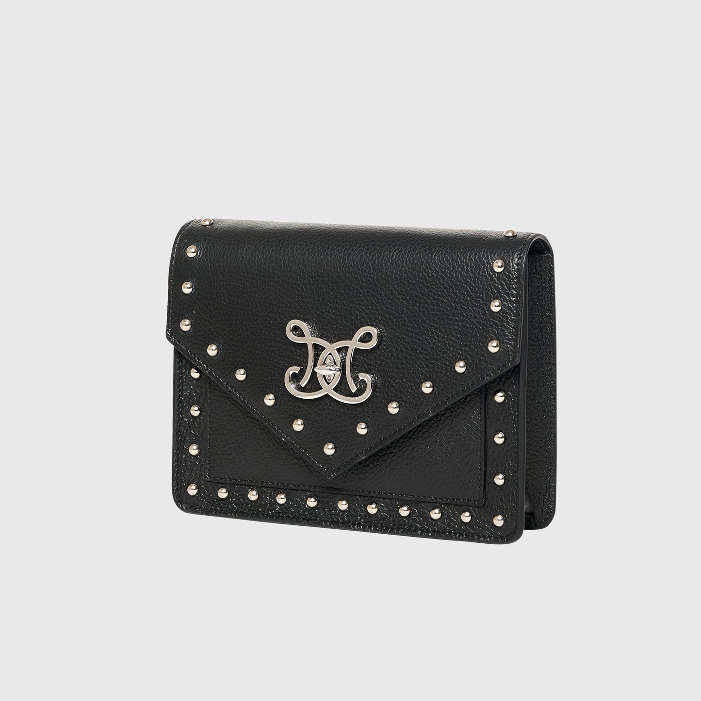 DE MARQUET Envelope Black Studs Silver