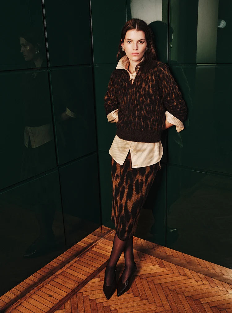 Roberto Collina Animal Print Jacquard Skirt