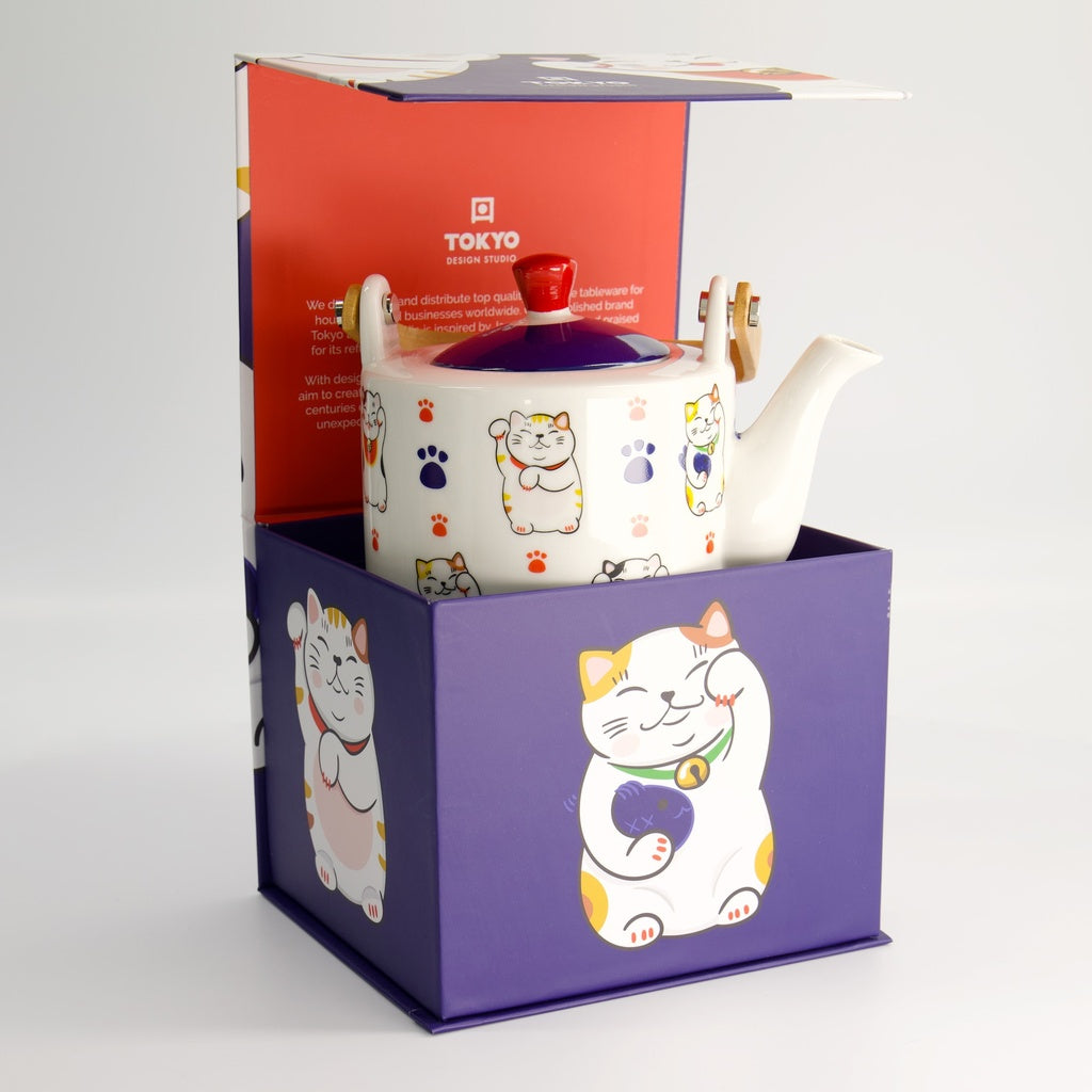 Tokyo Design Studio Kawaii Lucky Cat Tea Pot Giftset