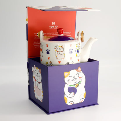 Tokyo Design Studio Kawaii Lucky Cat Tea Pot Giftset