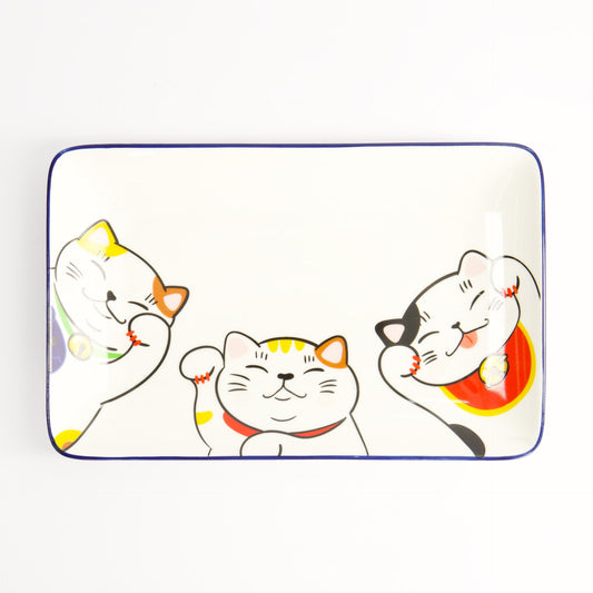 Tokyo Design Studio Kawaii Lucky Cat Sushi Plate White