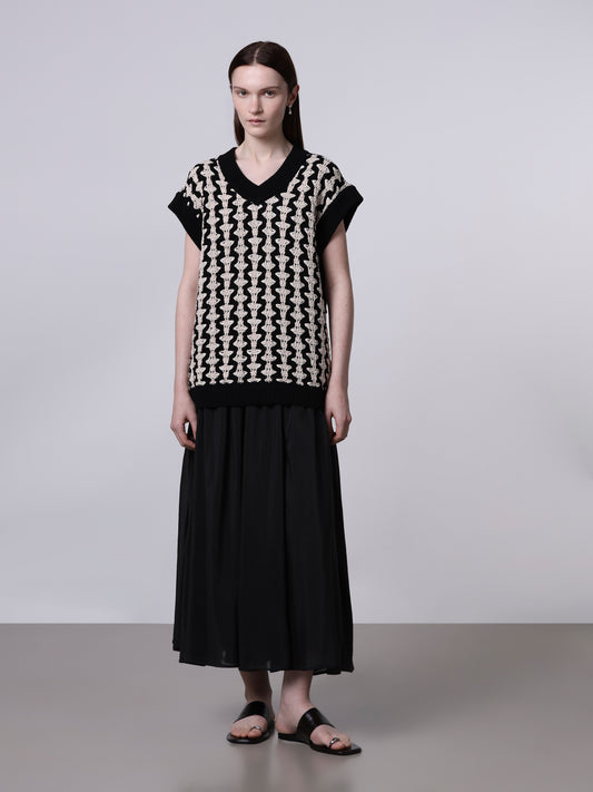 Roberto Collina Wide Pleated Cotton Silk Skirt