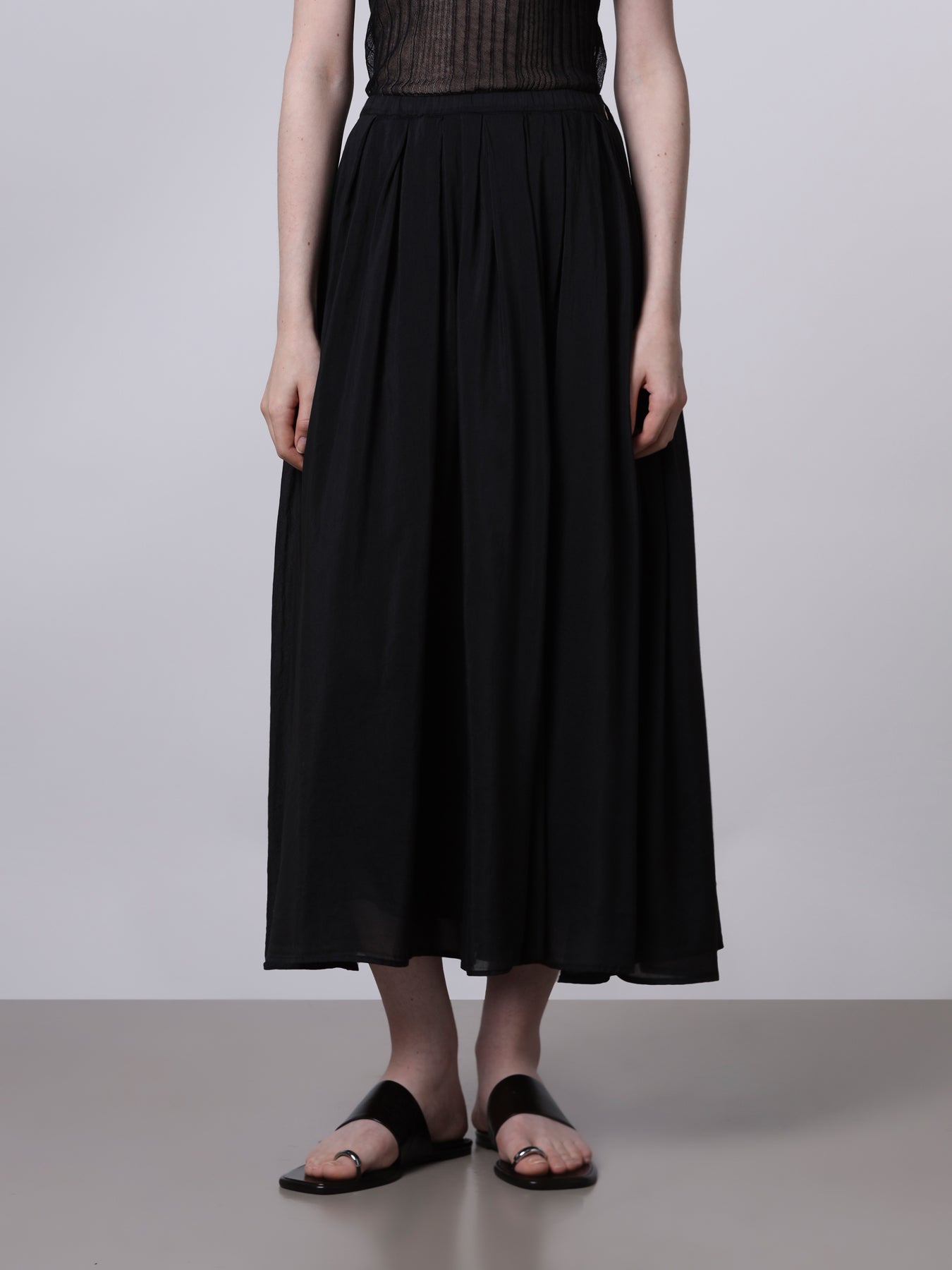 Roberto Collina Wide Pleated Cotton Silk Skirt