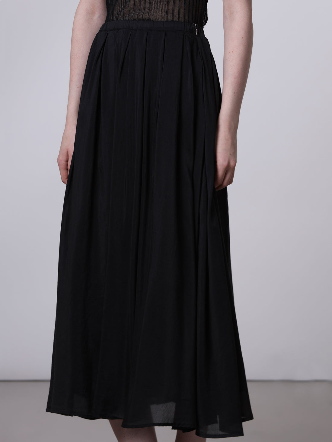 Roberto Collina Wide Pleated Cotton Silk Skirt