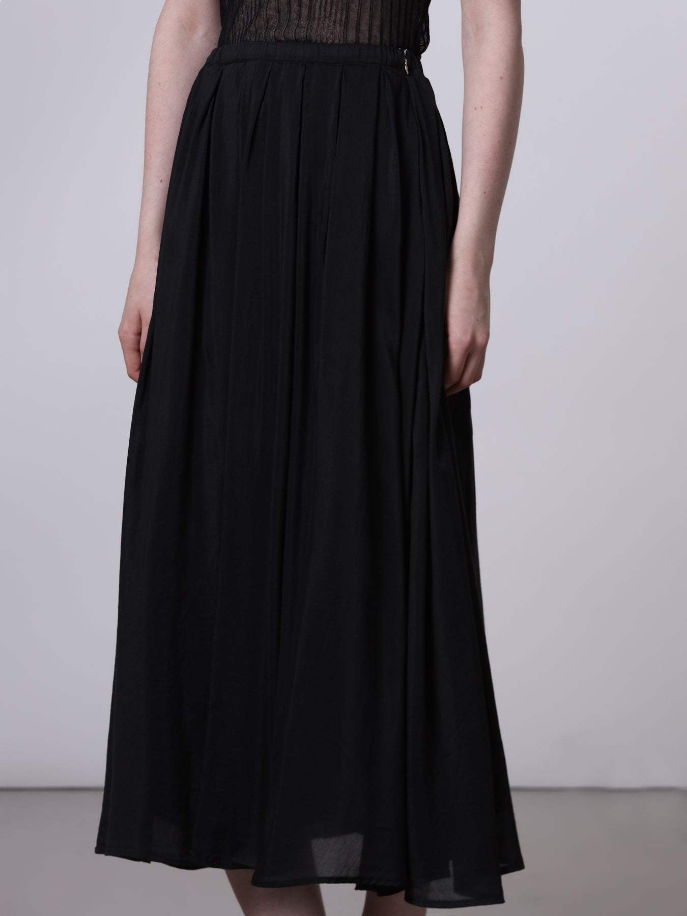 Roberto Collina Wide Pleated Cotton Silk Skirt