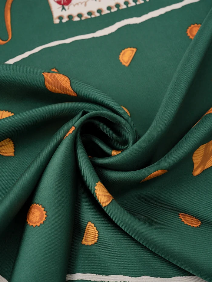 Manipuri Ravioli scarf 88x88 Green