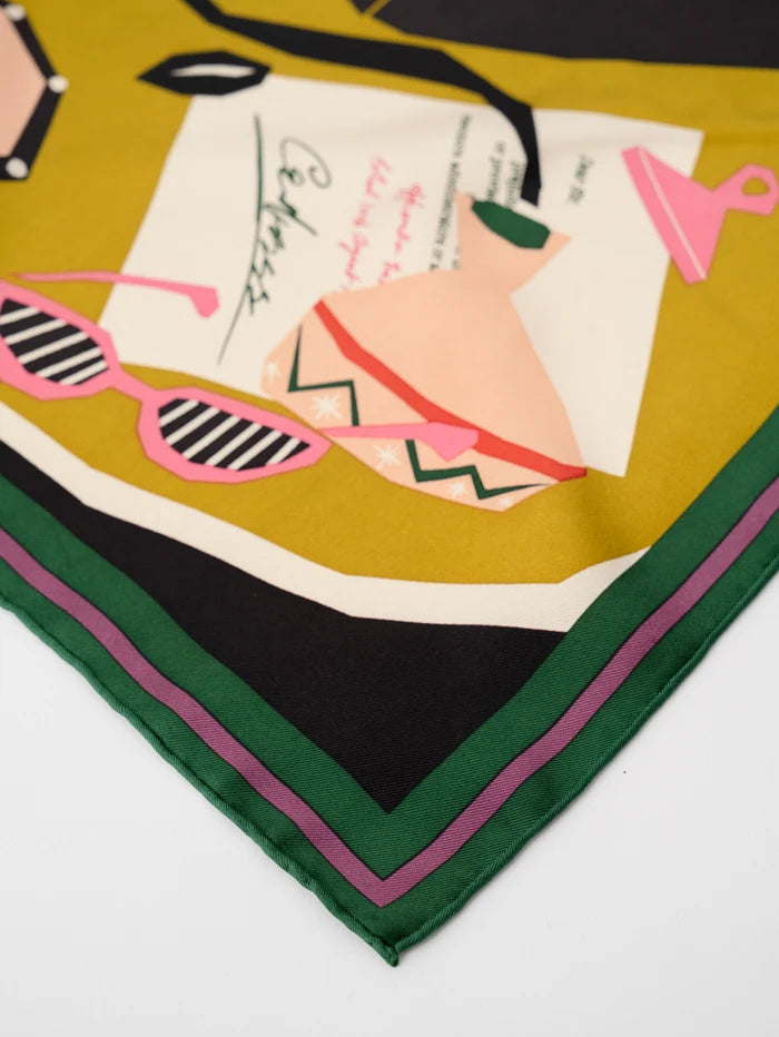 Manipuri Typewriter Scarf 88x88 Green