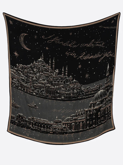 Manipuri Stole Golden Night Shawl 120x120 black